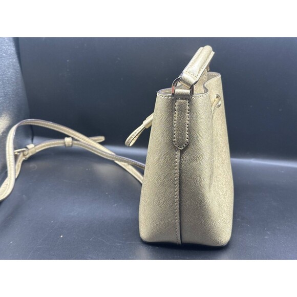 Michael Kors Suri Small Bucket Crossbody Gold Leather Bag - Picture 4 of 7